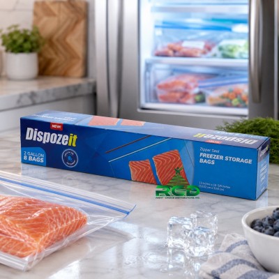 DISPOSEIT FREEZER STORAGE BAG 2GAL SIZE W/ ZIPPER SEAL - 8CT/ DISPLAY